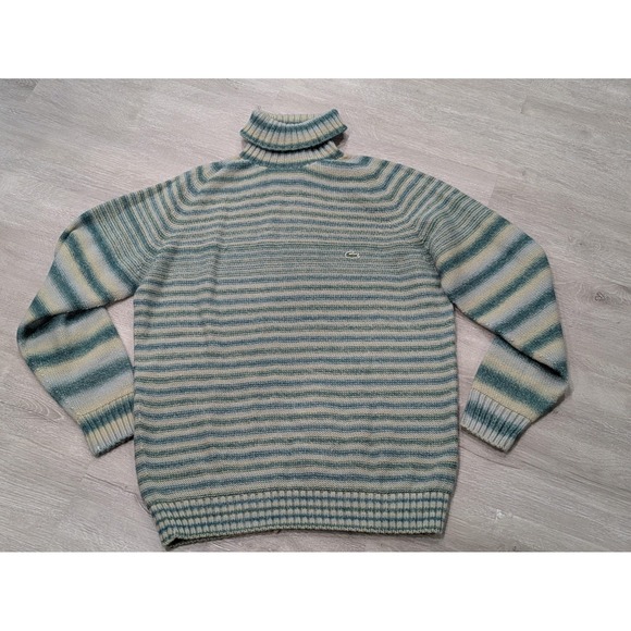 Vintage Lacoste Sweater Mens Large Wool Acrylic Made France Striped 90s - Picture 1 of 11